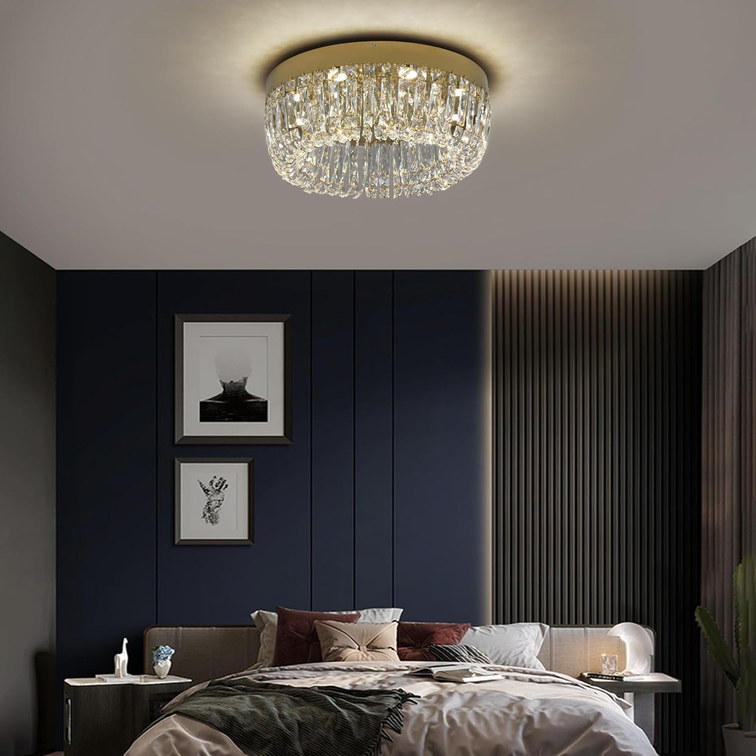 Thumbnail 6 de Deckrico Luxus Kristall Deckenlampe Gold 50 cm – moderner LED-Kronleuchter mit 3 Farbtemperaturen