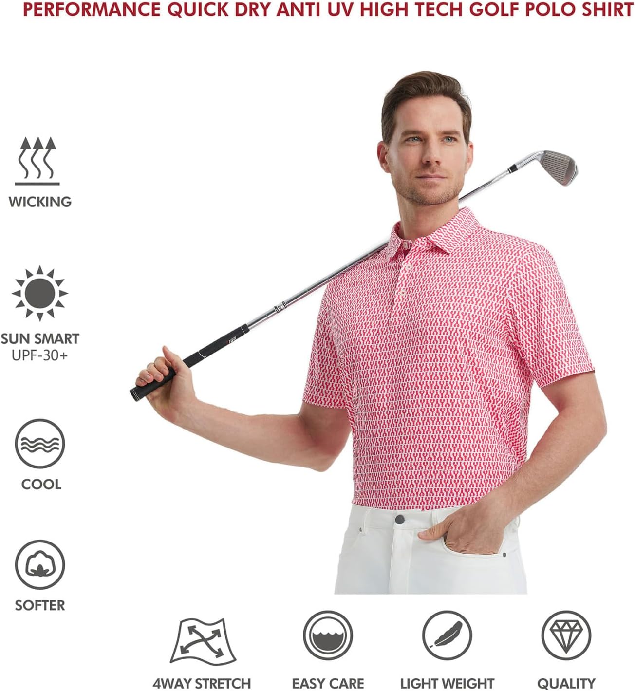 Detalle de Golf Shirts for Men Dry Fit Short Sleeve Print Polo Shirt