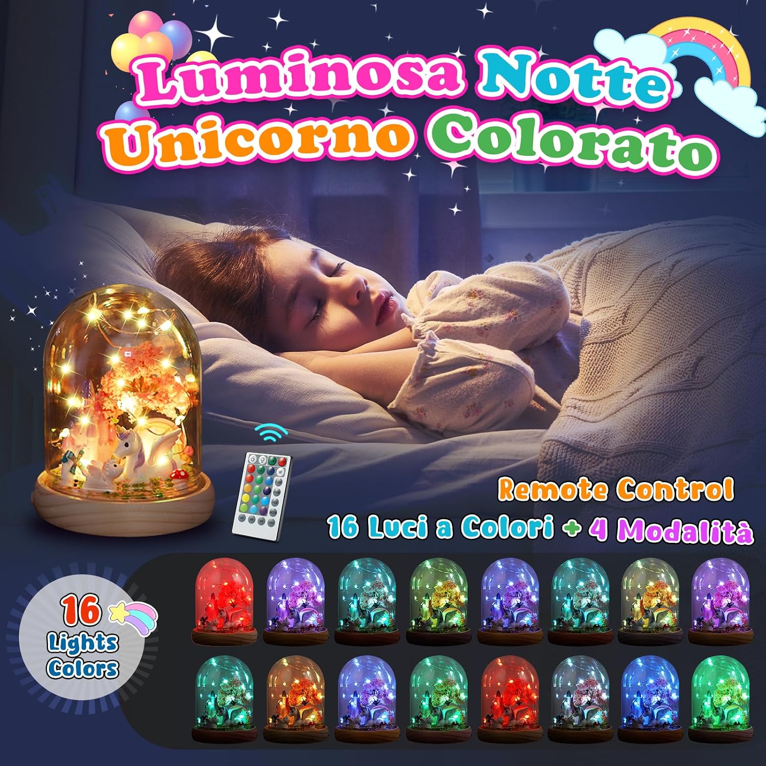 Detalle 2 de Dislocati Unicorno: Set Decorativo Fai da Te con 16 Colori e 4 Modalità di Luce