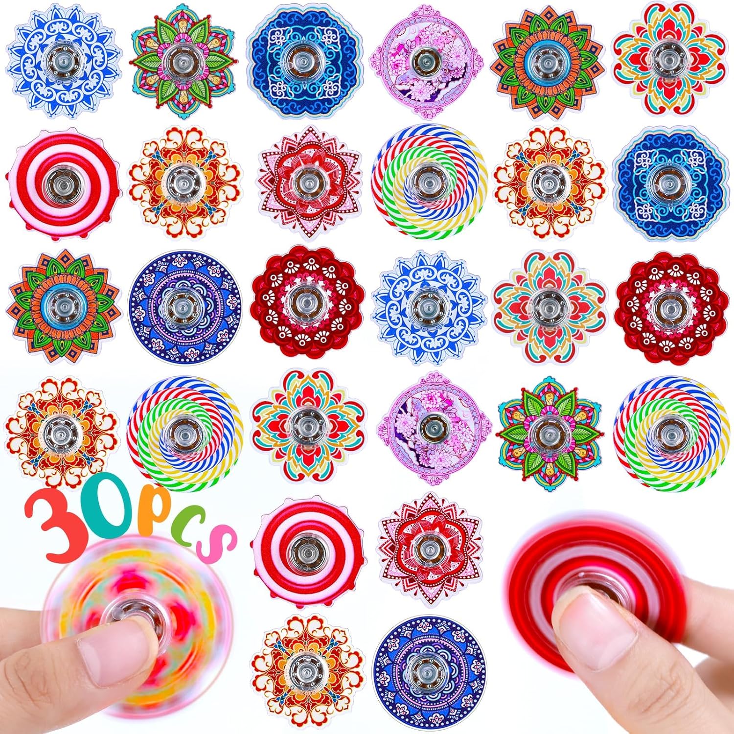 30 PCS Kids Fidget Spinner Party Bag Fillers – Mini Sensory Spinner Fidget Toys for Classroom Rewards