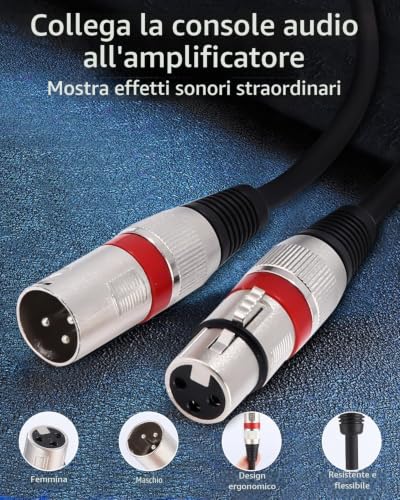 Thumbnail 3 de Xespis cavi XLR bilanciati, set da 6 pezzi da 5 m per audio e luci DMX