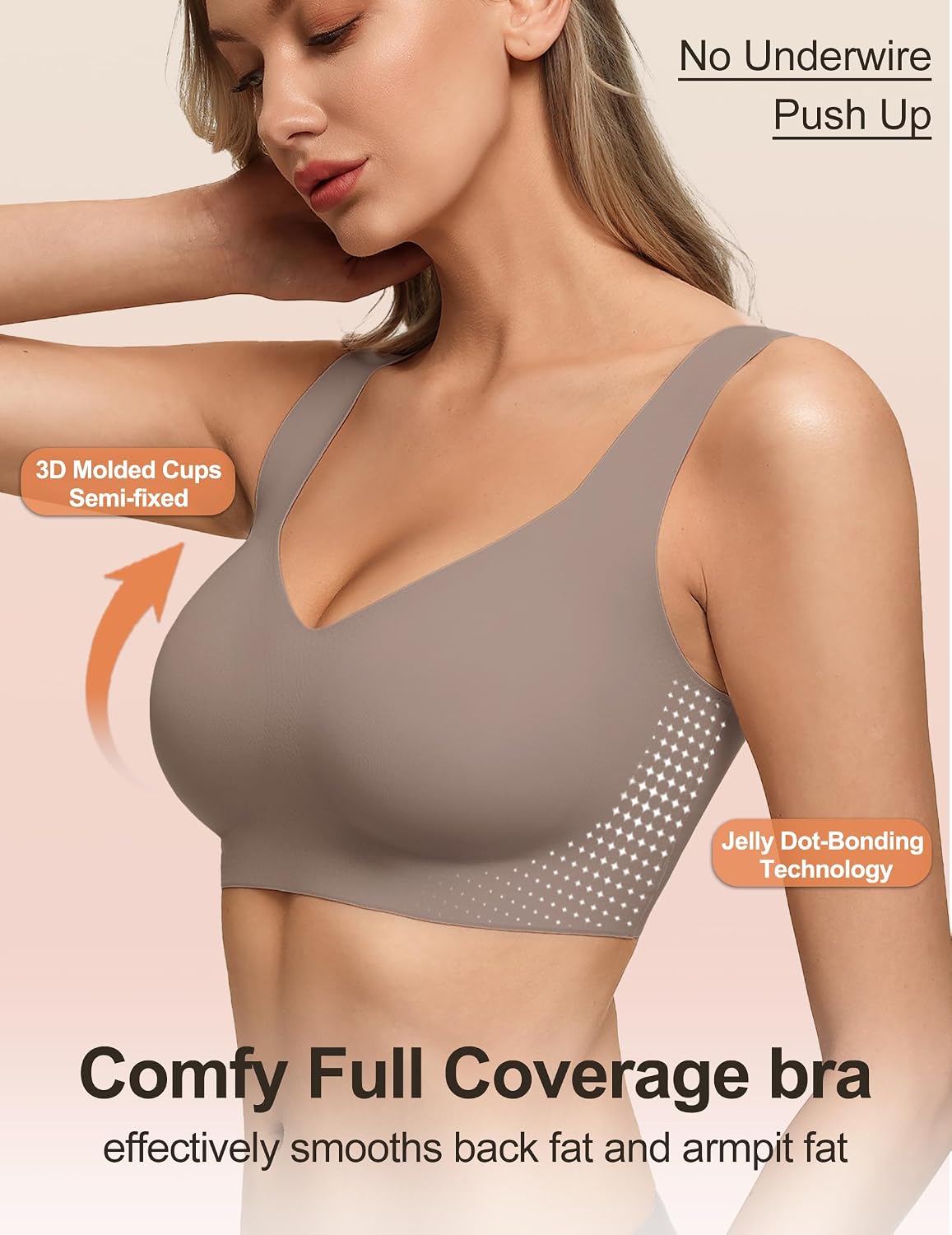 Detalle de Showyoo Jelly Bra, Seamless Wireless Pullover Bralette with Wide Straps