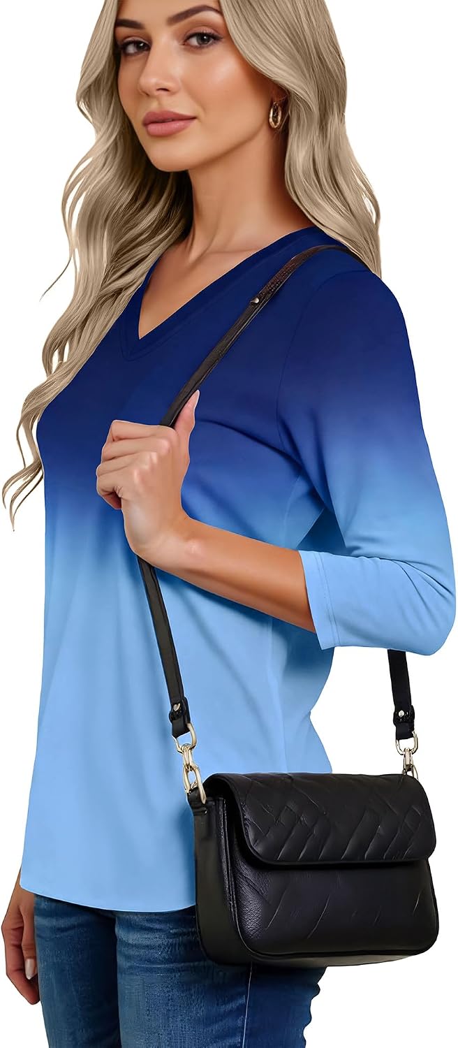 Detalle 1 de CHICALLURE 3/4-Sleeve V-Neck Tunic Tee for Women