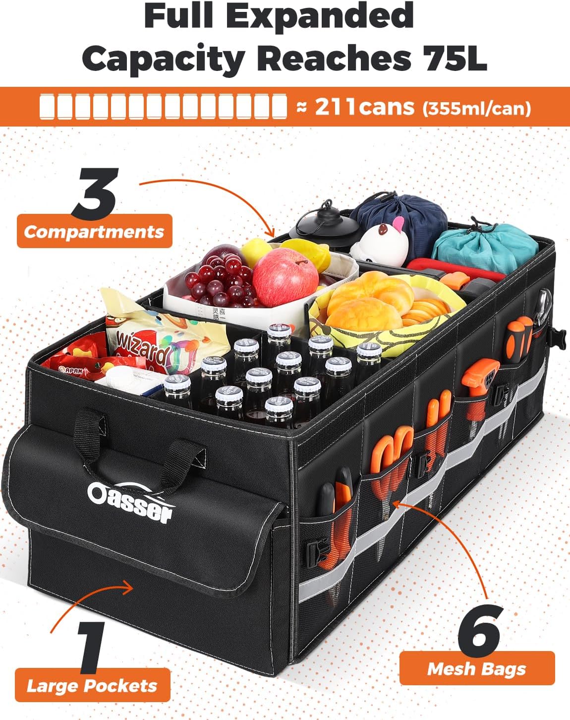 Thumbnail 2 de Oasser Car Boot Organiser 75L, 4 compartments