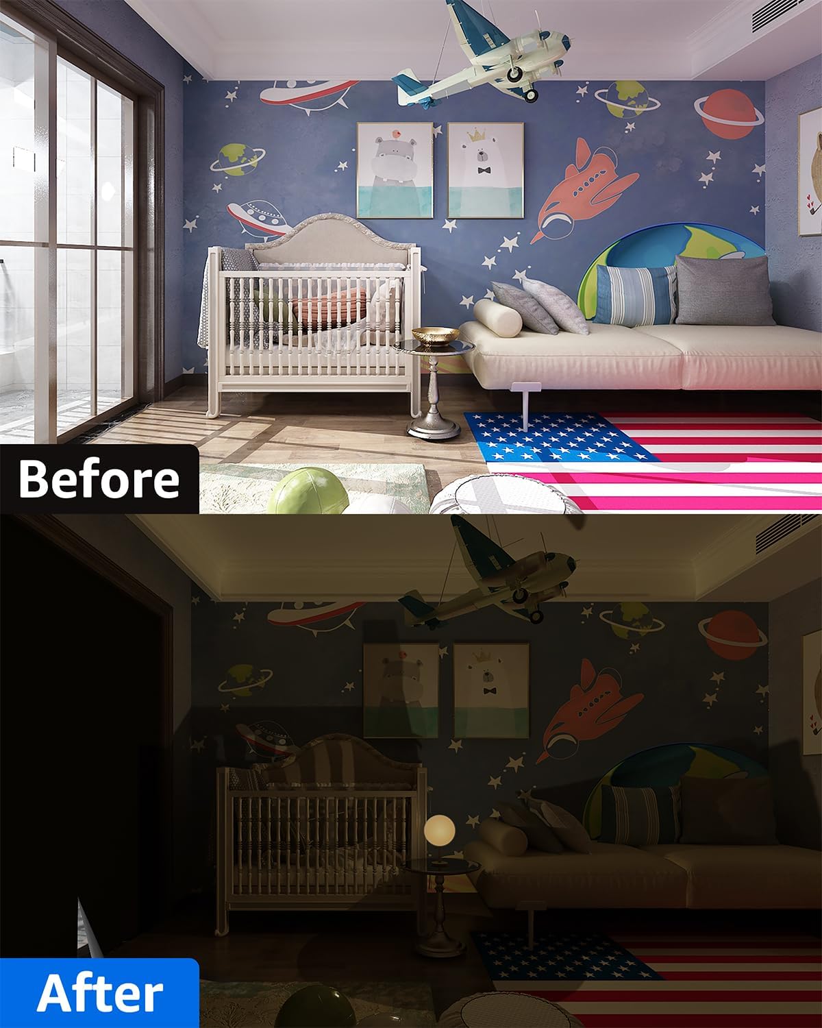 Detalle de Sumobaby Blackout Curtain, 52" x 48", Portable No-Drill Shade, Black