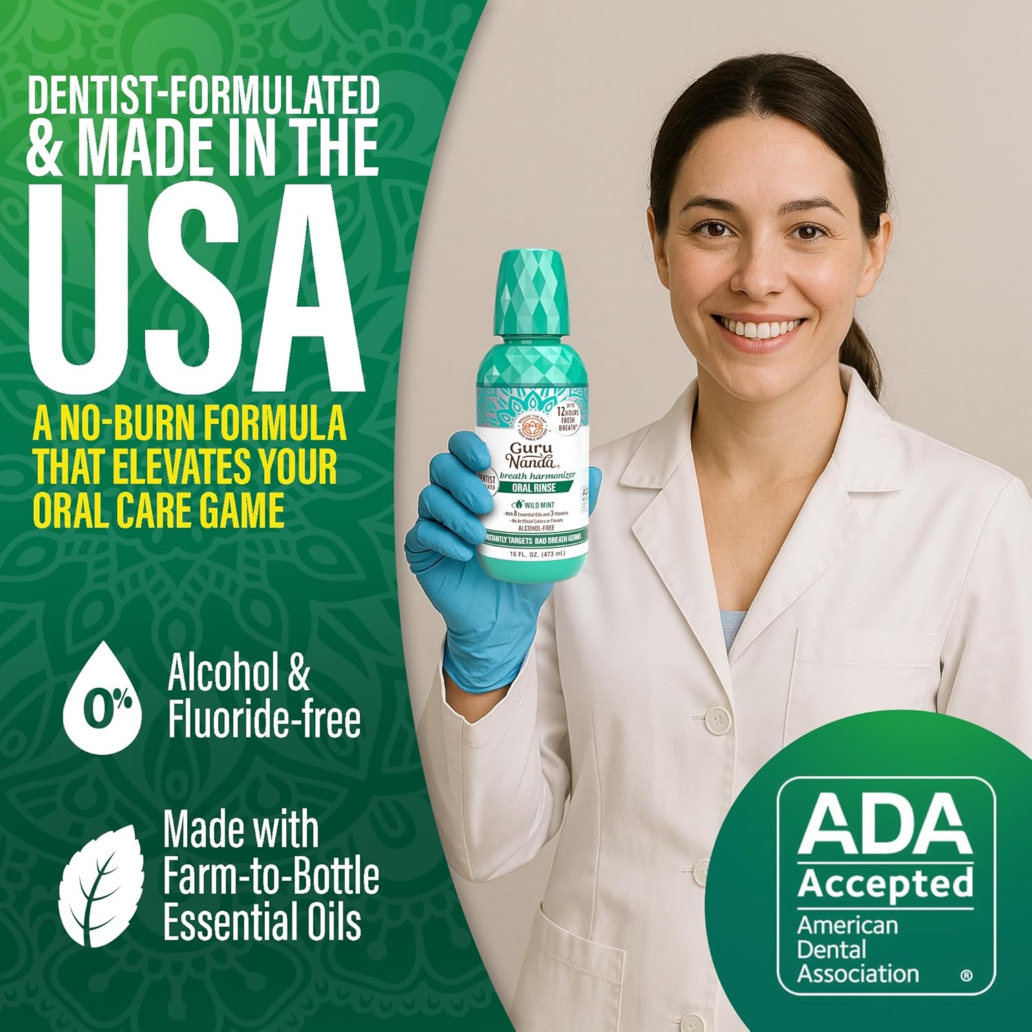 Thumbnail 1 de GuruNanda Fresh Breath Mouthwash 16 oz 🦷