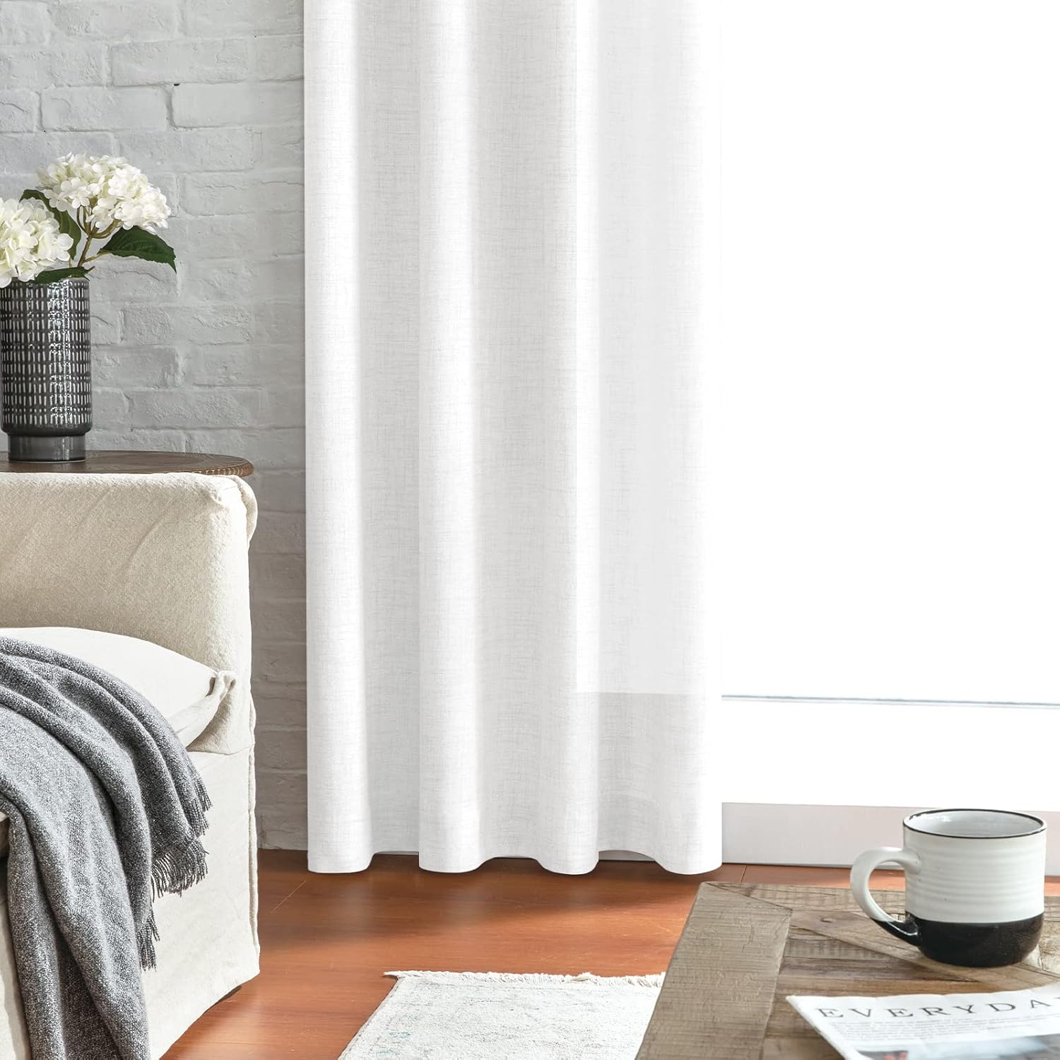 Thumbnail 5 de Melodieux Ösenvorhang aus Polyester – 2er-Set, weiß, 225 x 140 cm