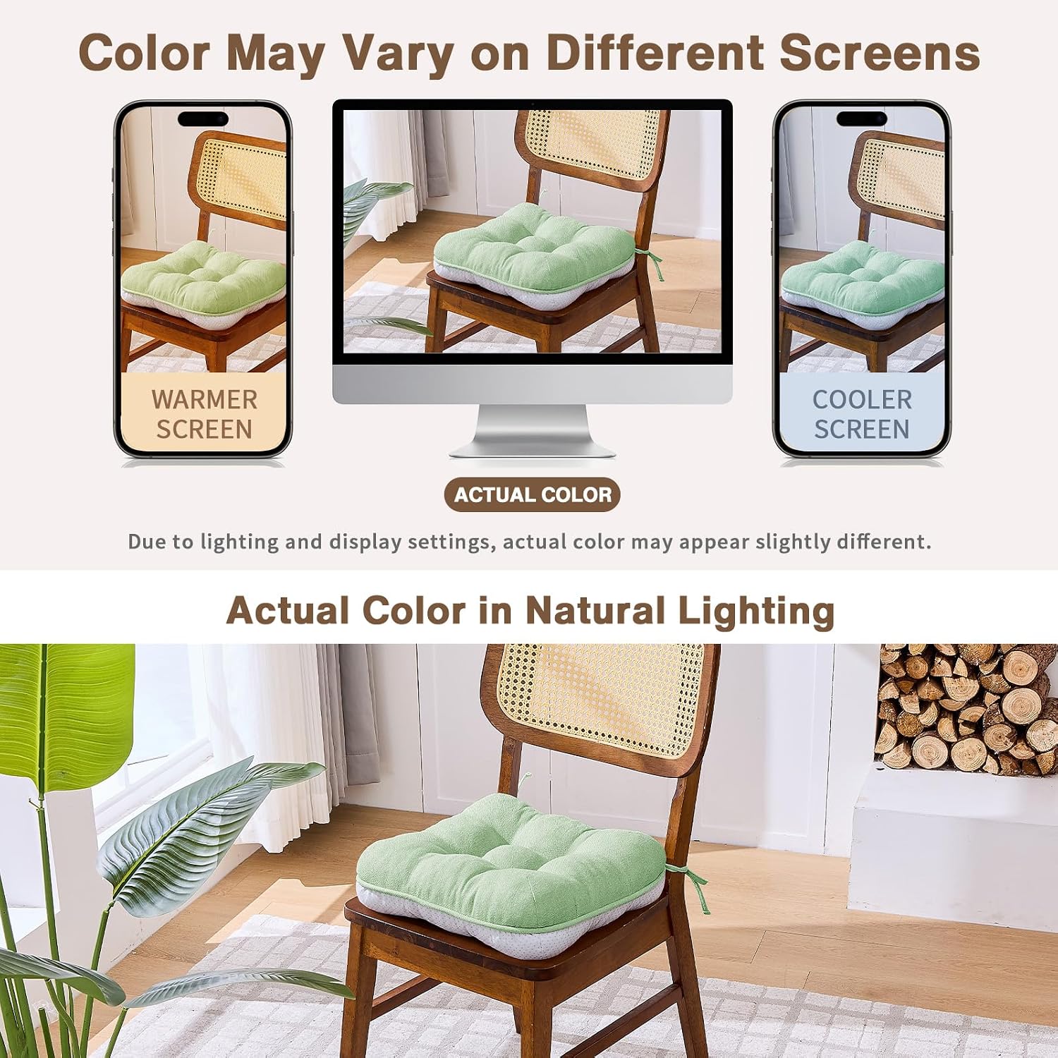Thumbnail 4 de BETU Chair Cushions for Dining Chairs (Set of 6) – 15.5 x 15.5 x 3.5 in, Green