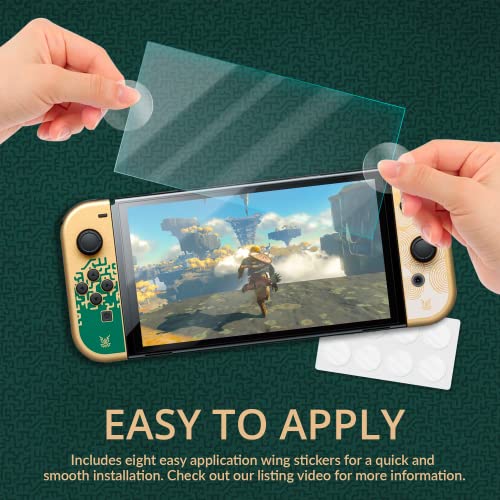 Detalle de Orzly protectores de pantalla de vidrio templado para Nintendo Switch OLED 2021–Paquete 4 con instalación fácil