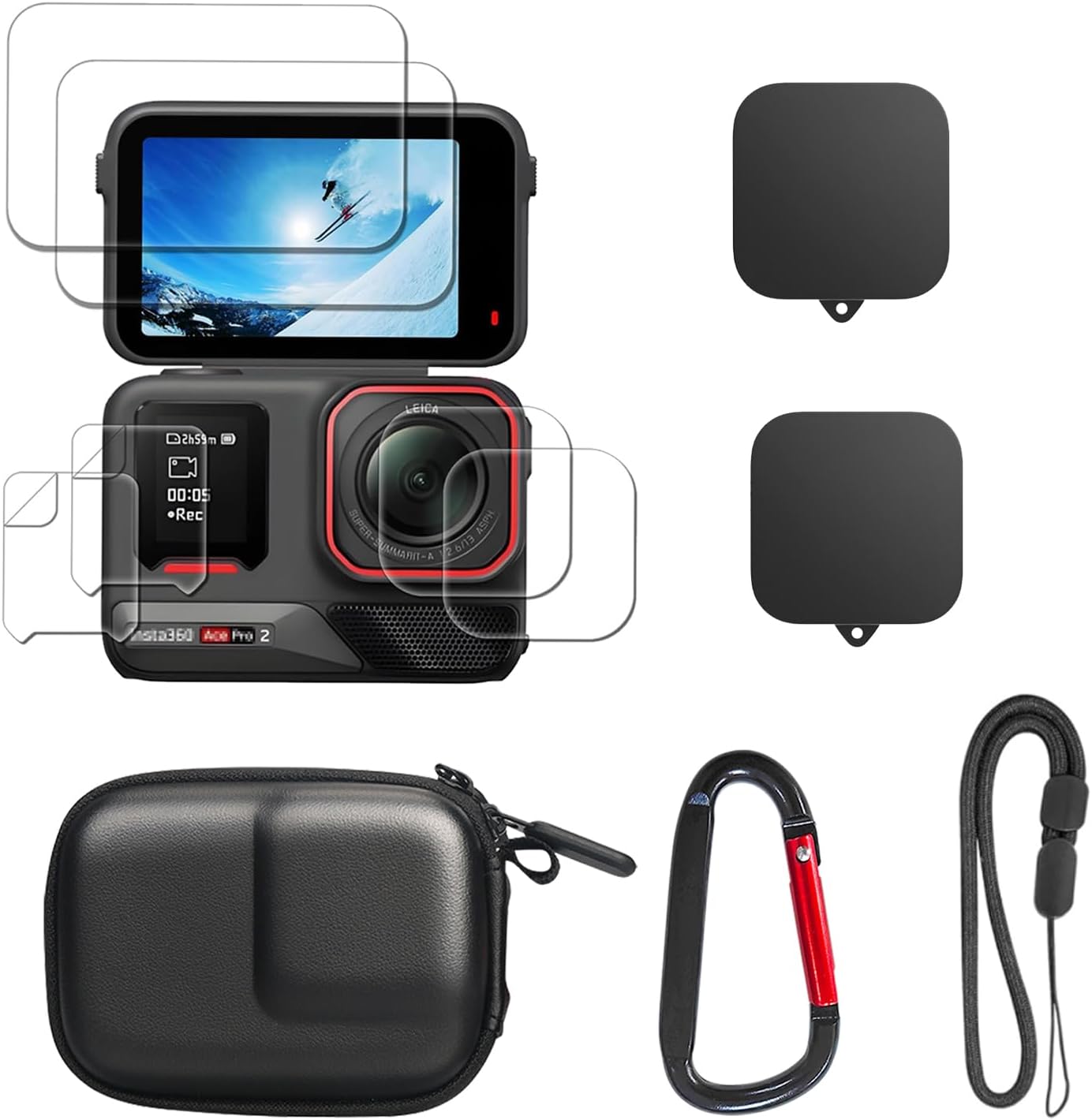 Detalle de SYMIK Small Carrying Case for Insta360 Ace Pro 2: Protective Kit and Compact Travel Case