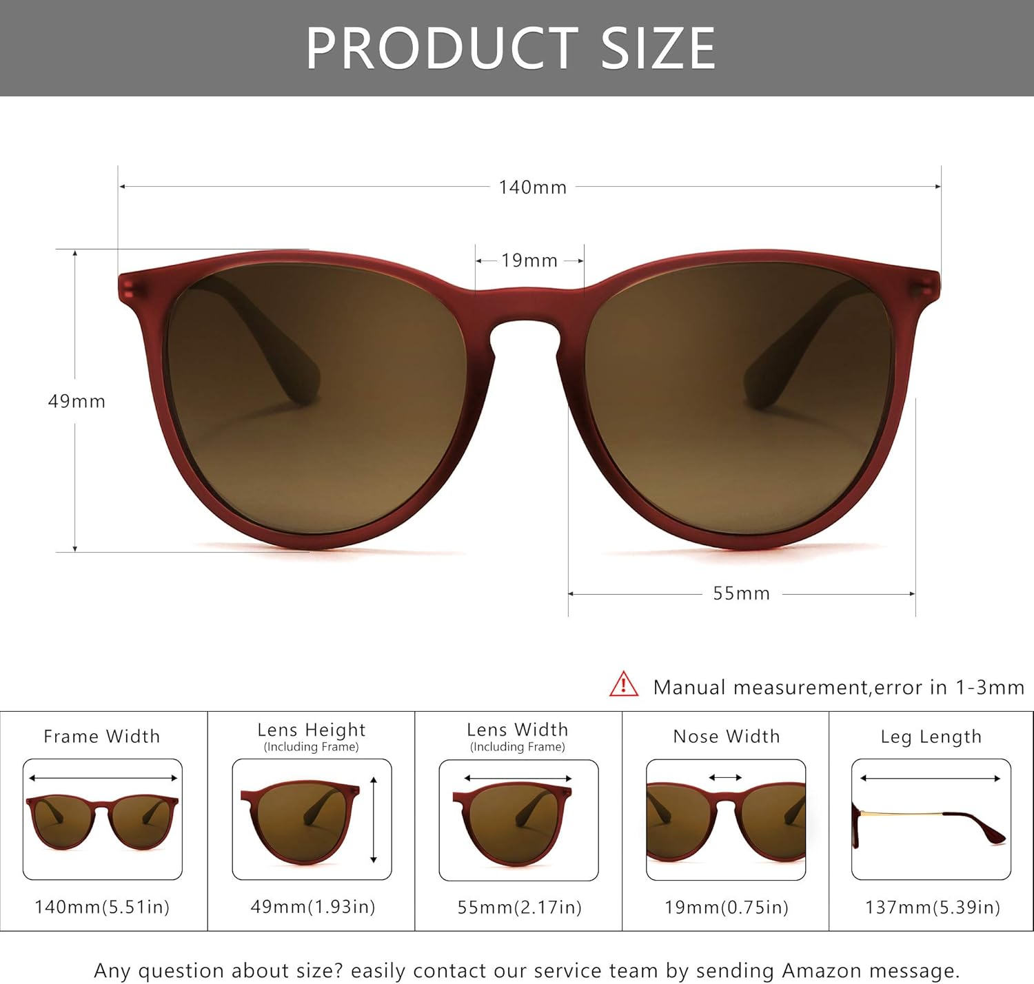 Thumbnail 4 de SUNGAIT Vintage Runde Damen Sonnenbrille 55 mm