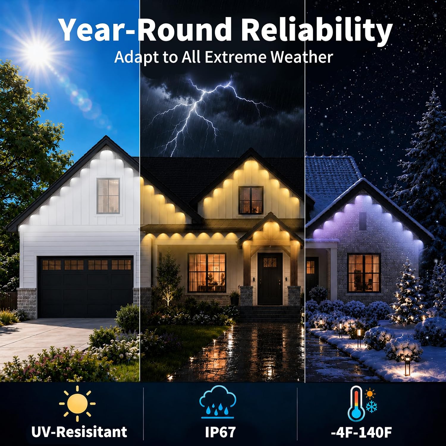 Detalle 2 de INCARLED INCAR-100FT-OUTDOOR-STRING Outdoor Lights, 100FT RGBIC, 60 LEDs, IP67