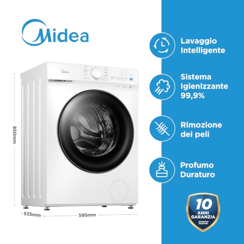 Detalle de Midea Lavatrice 10 kg Classe A-10% 1400 Giri Silent Inverter Motor: efficienza e silenzio a casa