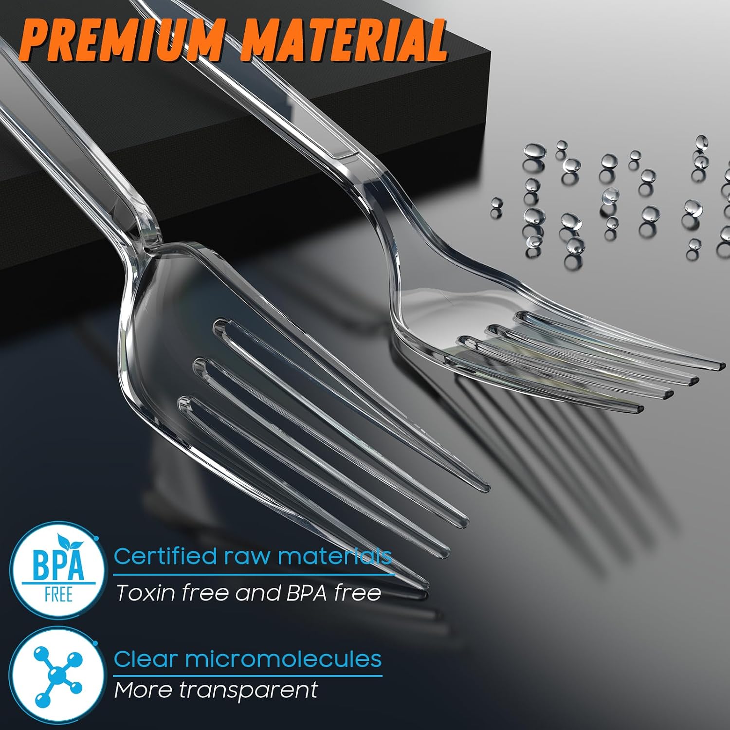 Detalle de 360pc Clear Plastic Forks, Heavy Duty 7.1" - BPA Free & Heat Resistant