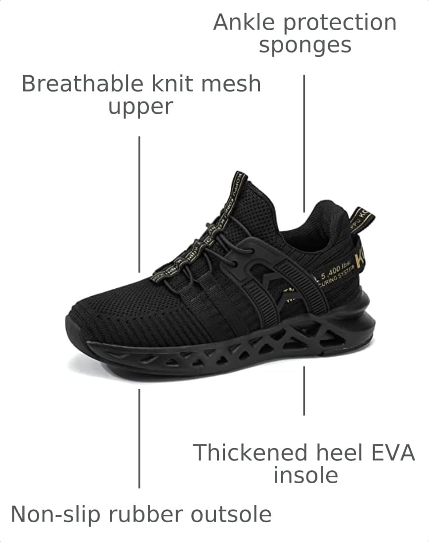Detalle de Koppu Kids Non-Slip Tennis Shoes (Breathable Knit, Lightweight) for Little & Big Kids