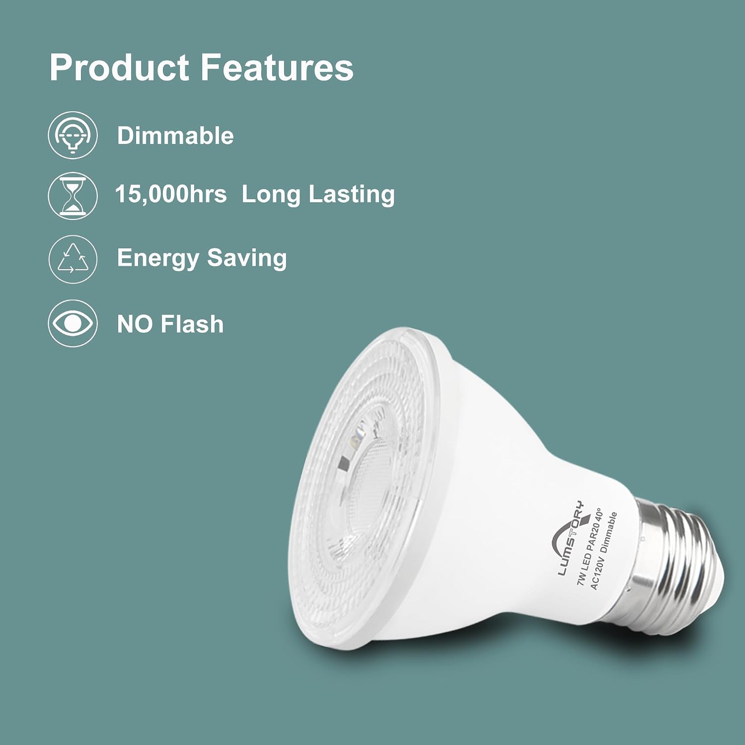 Thumbnail 3 de LumStory L-PARW7 PAR20 LED Bulbs, 12-Pack, 5000K Dimmable, E26