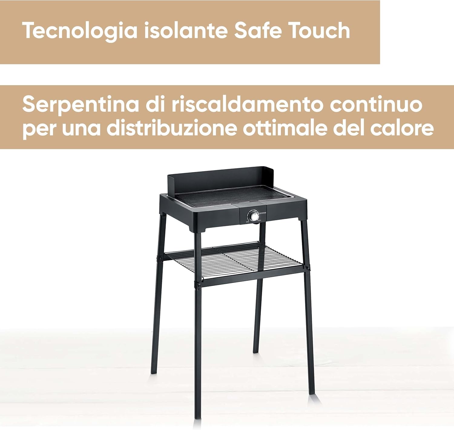 Thumbnail 1 de SEVERIN PG 8568 Barbecue elettrico 2200W in alluminio pressofuso con stand e piastra zigrinata