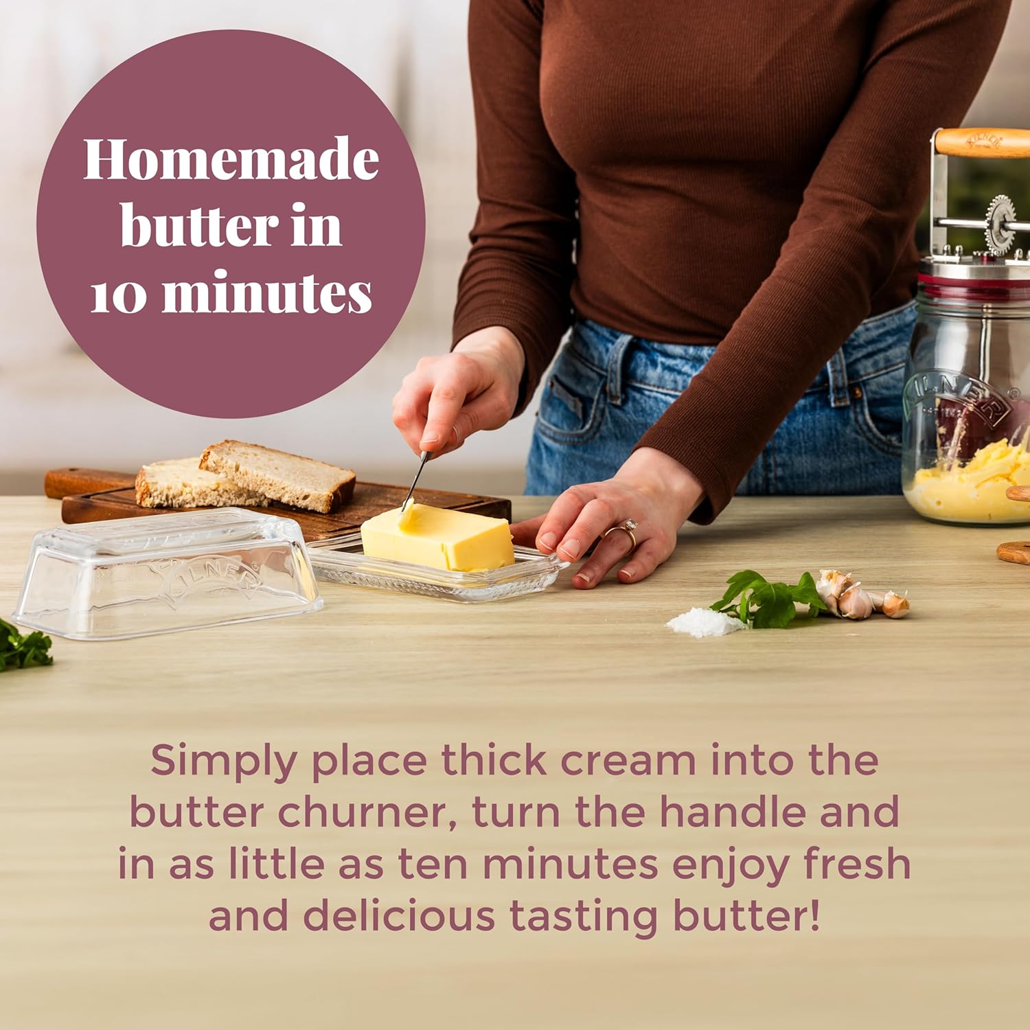 Thumbnail 5 de Kilner butter churner set 1L glass jar