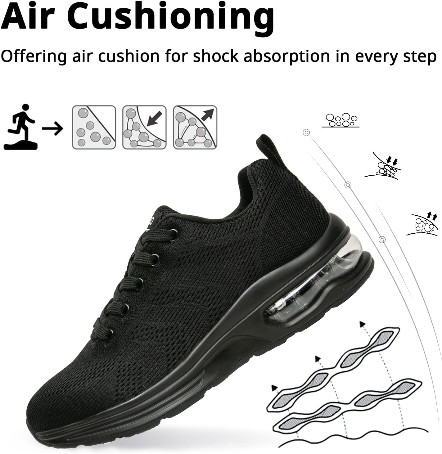 Thumbnail 4 de Womens Athletic Running Trainers – Breathable Lightweight Walking Shoes with Air Cushion & TPR Grip