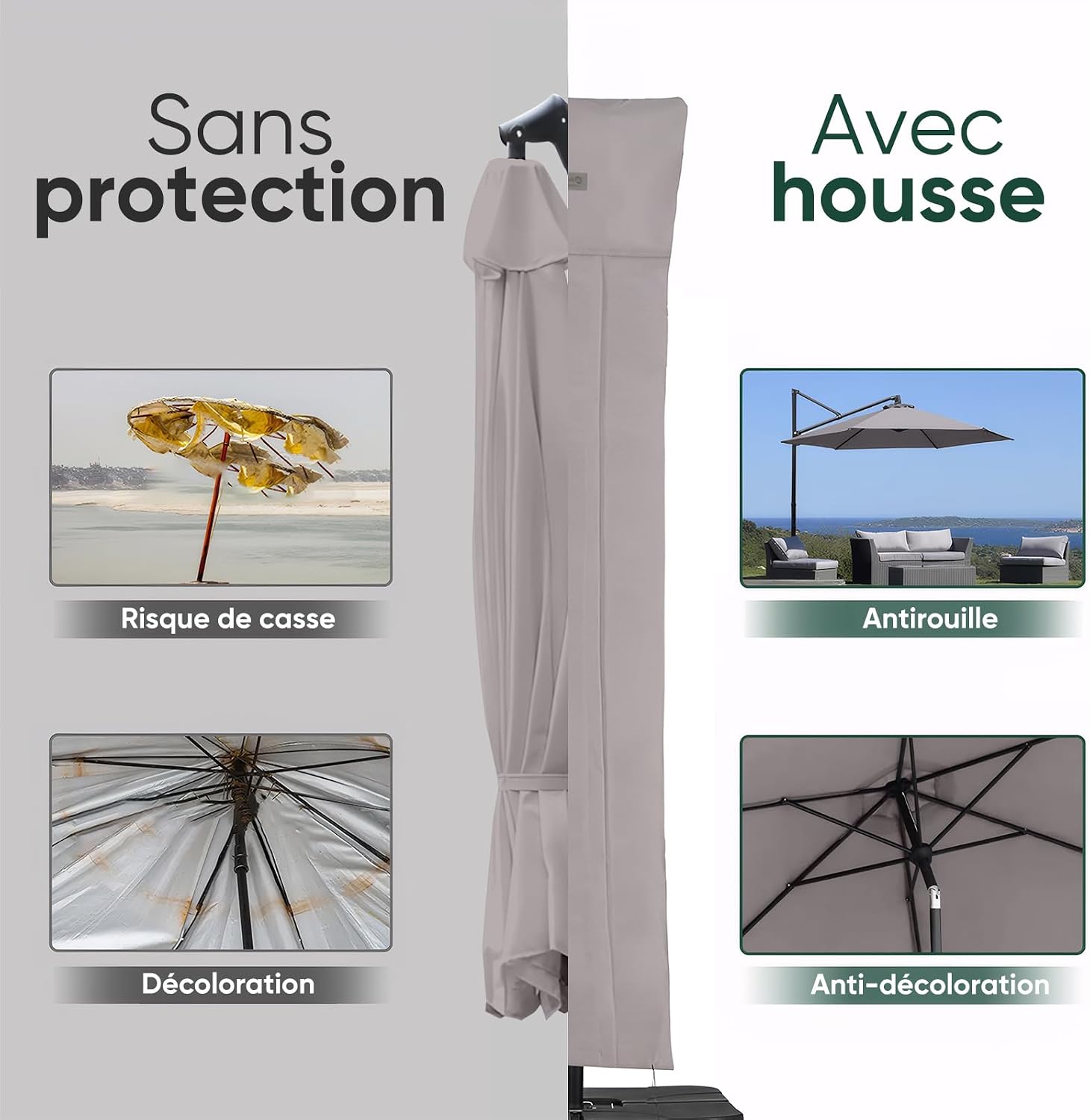 Thumbnail 3 de Sekey Housse Parasol 260x65cm 600D