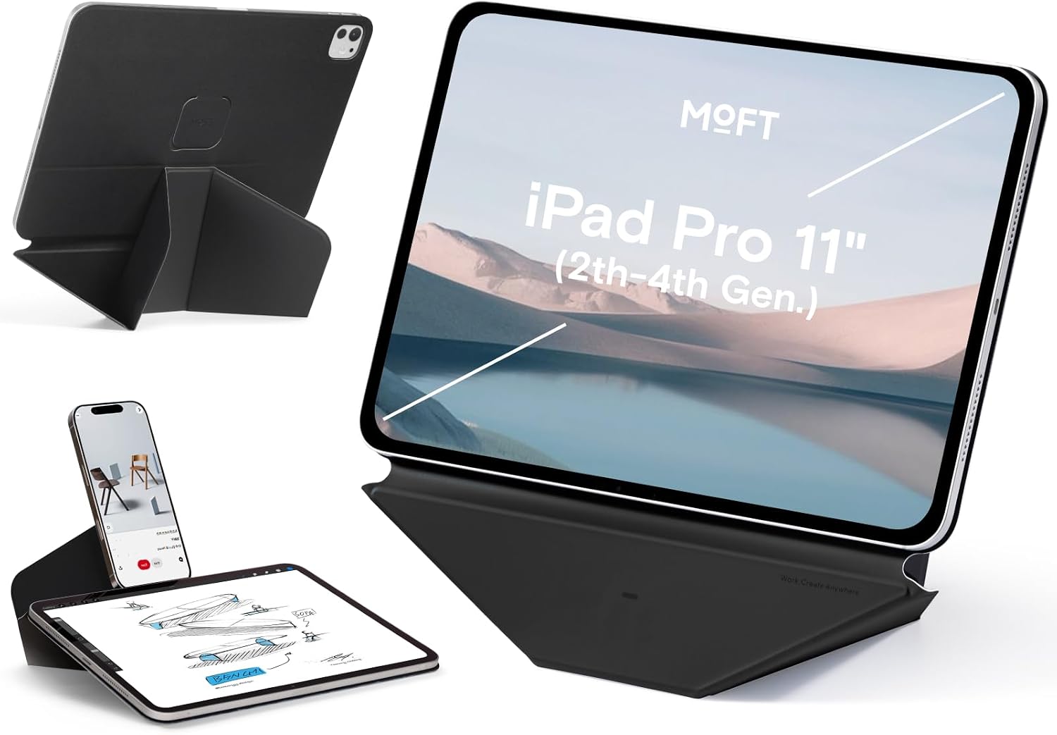 Detalle de MOFT Dynamic Folio Hülle für 11" iPad Pro (2/3/4. Gen, 2020–2022) – schmale Magnet-Hülle mit Ständer