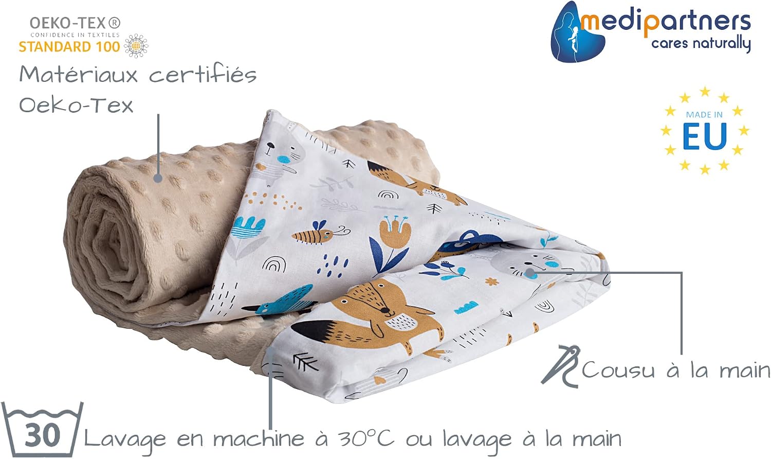 Detalle 2 de Medi Partners Coperta per Neonato 75x100 cm in cotone