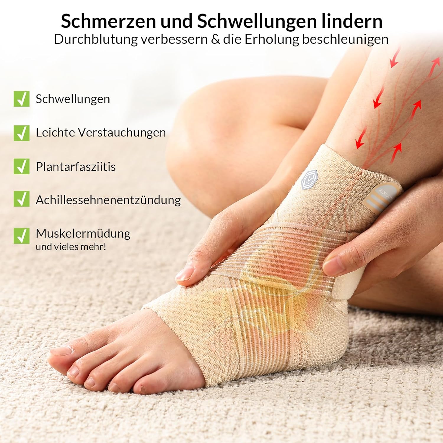 Thumbnail 1 de ZOELION Knöchelbandage mit 3D-Strick-Netzgewebe (verstellbar) – Bandage für Sprunggelenk, Plantarfasziitis & Achillessehne
