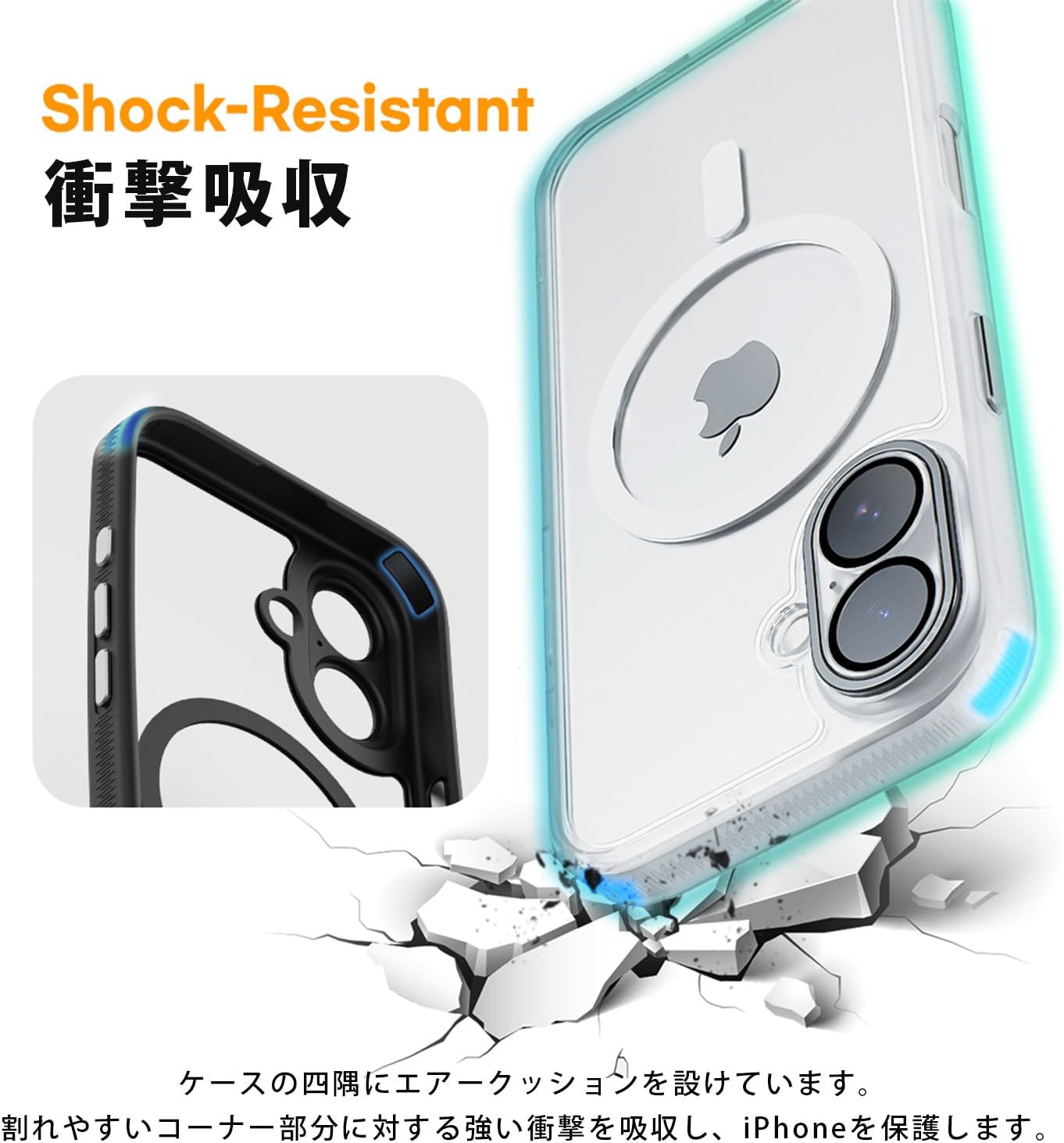 Detalle de miak MA27201i16PL iPhone 16 Plusケース レンズガード一体型 MagSafe対応 スモーキークリア
