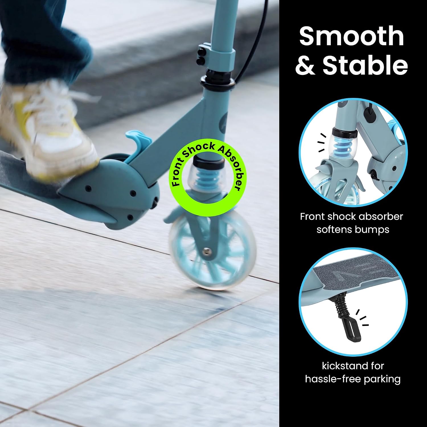 Detalle de Aero Scooter for Kids 5-8 (A1) — Two-Wheel Kick Scooter with Dynamic Lights, Hand Brake, and Height Adjustment