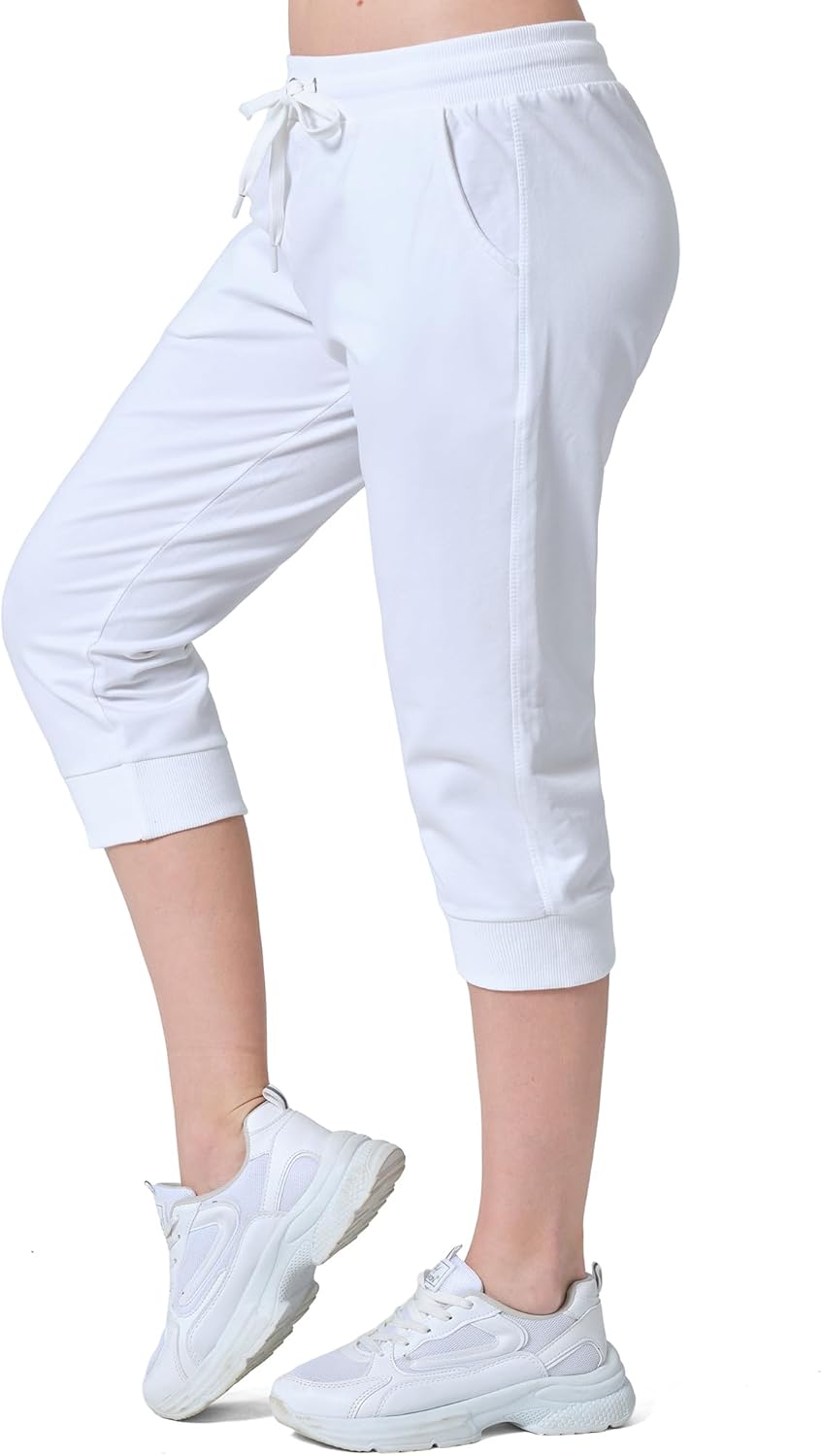 Detalle de Smith & Solo Jogginghose Damen – ¾ Caprihose aus Baumwolle, High Waist, Slim Fit