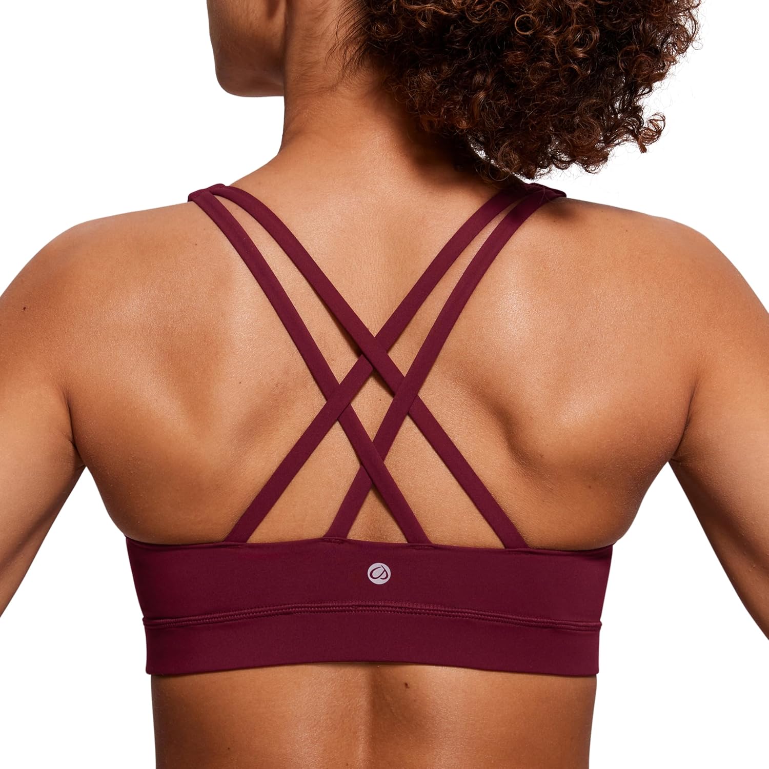 Detalle de CRZ YOGA Damen Ohne Bügel Sport BH Gekreuzt Rücken Spaghetti Top Abnehmbare Pads – Yoga Croptop