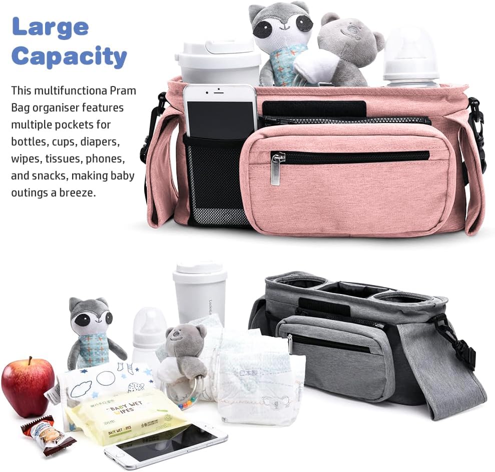 Thumbnail 1 de Tyuodna Baby Pram Bag Stroller: Universal Organiser with 2 Insulated Cup Holders