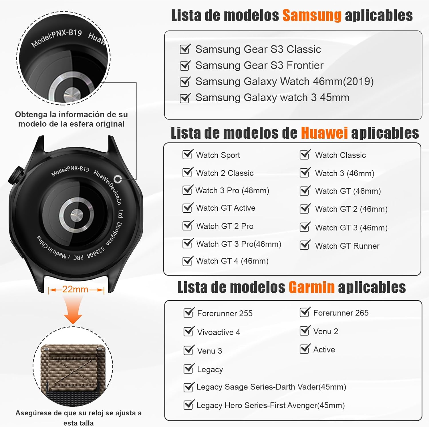 Detalle 2 de NotoCity Correa nylon 22mm para smartwatch