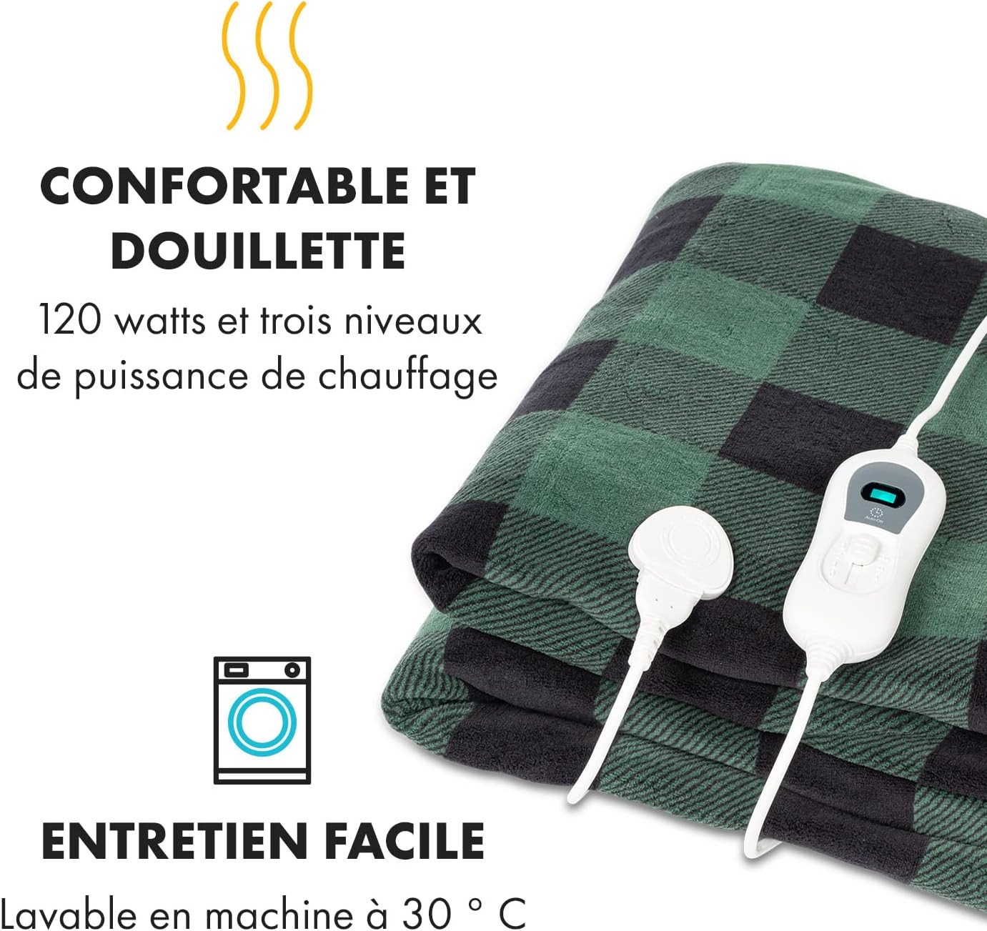 Thumbnail 1 de KLARSTEIN Couverture chauffante électrique XXL 2 places 200x180 cm (120W) avec 3 températures et minuterie 3h