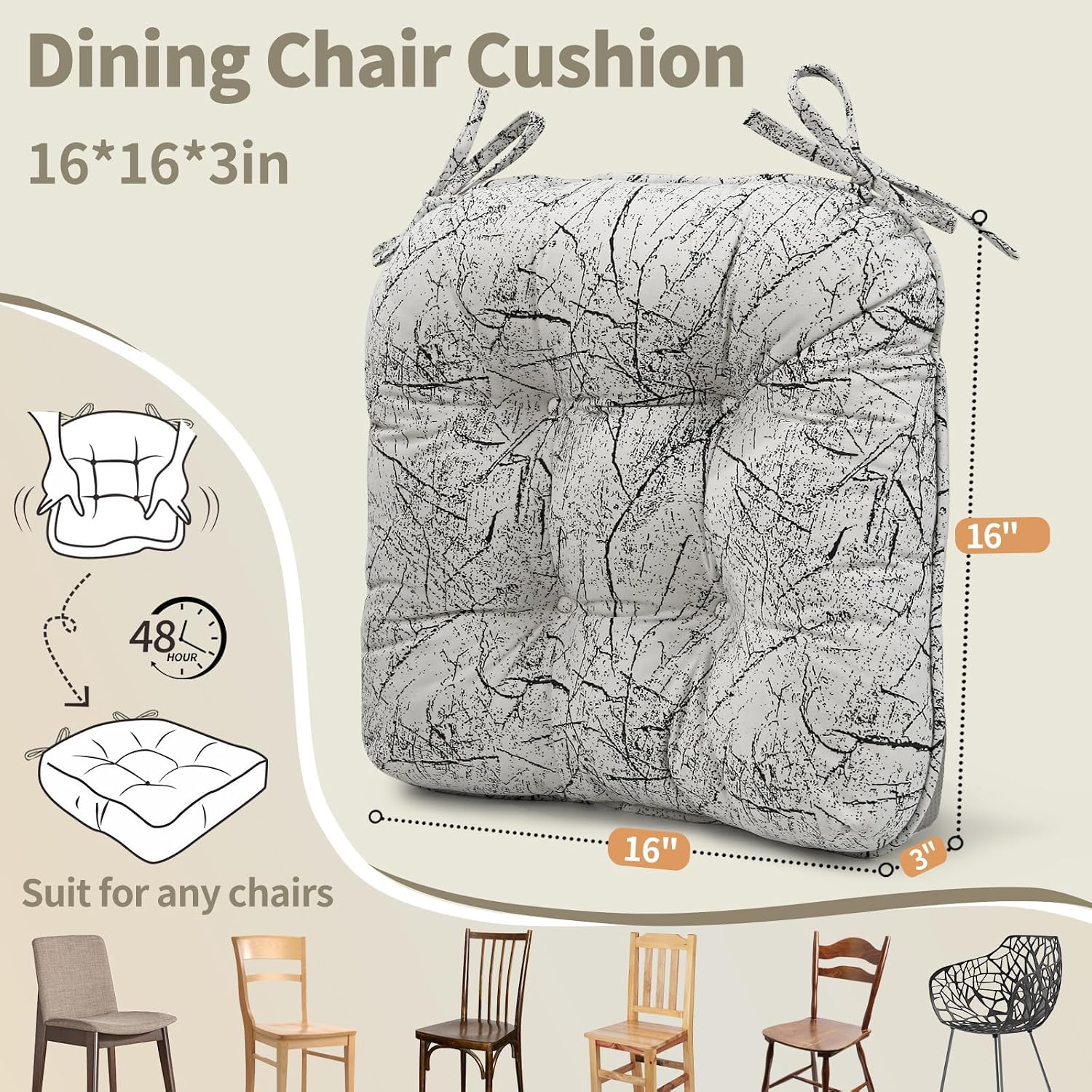 Detalle 2 de Glyzia Dining Chair Cushion 16 x 16 x 3 in