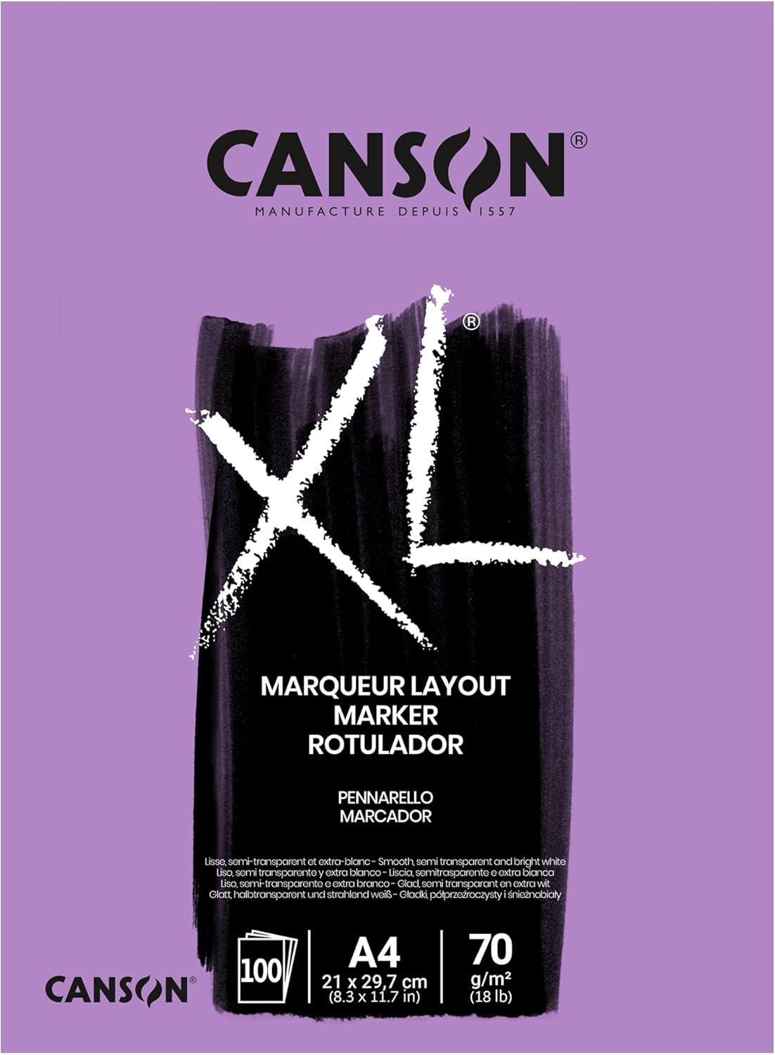 Thumbnail 4 de CANSON XL Marker Bloc 100 feuilles A3 70 g/m² – papier blanc semi-transparent, sans transparence des encres