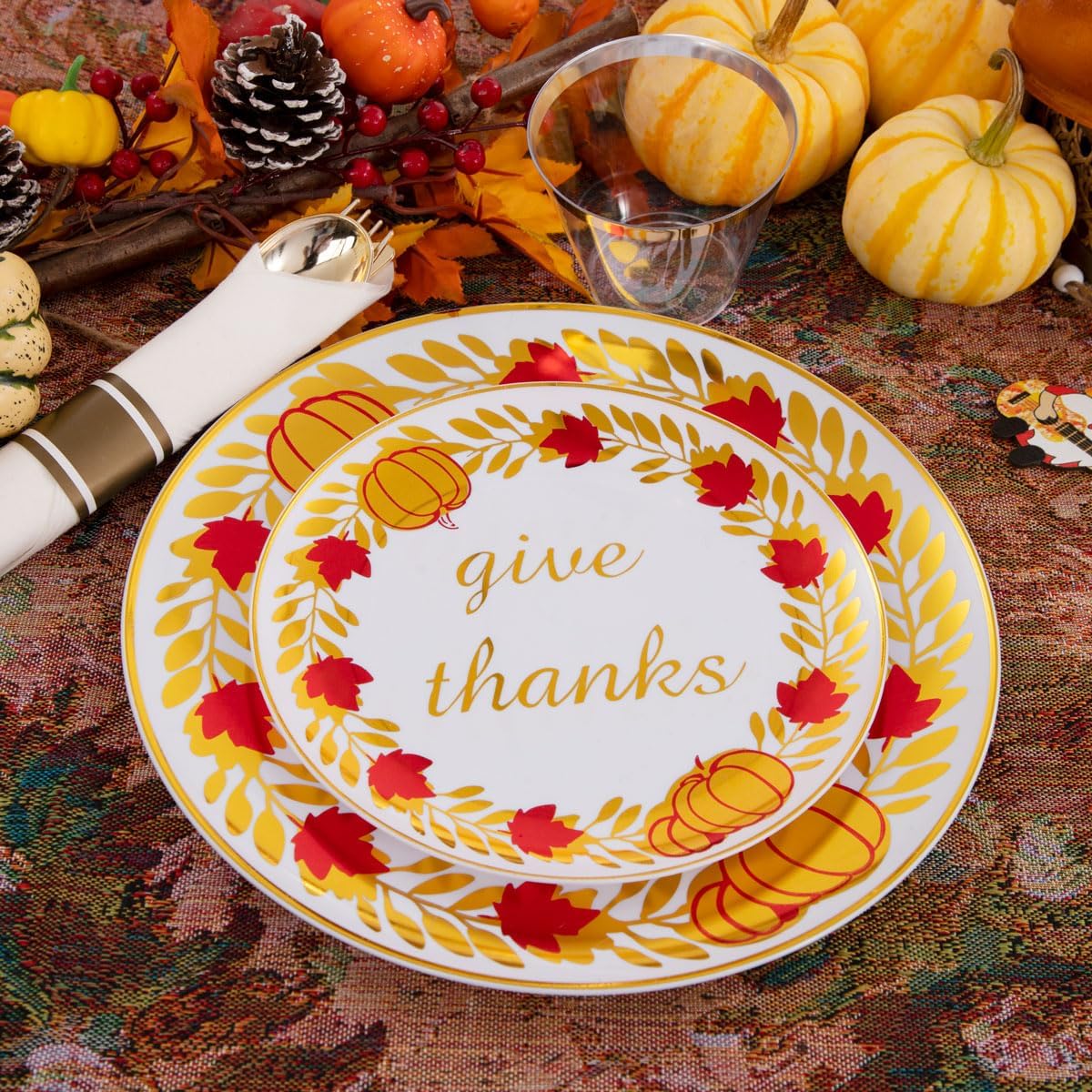 Detalle de Rubtlamp EJ01/3 Thanksgiving Dinnerware Set, 175 Pieces with Gold Accents