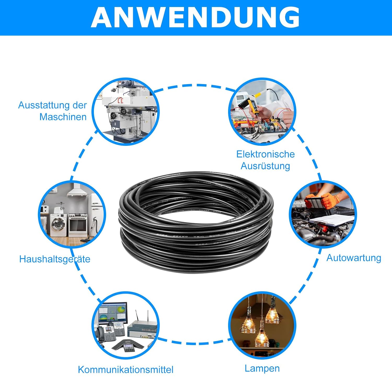 Thumbnail 6 de 50 Meter 22AWG 2x0,3mm² Elektrischer Draht – Verzinnte Kupferkabel, 5V/12V/24V