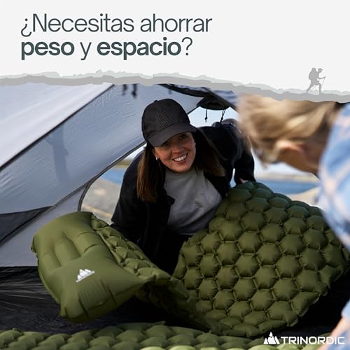 Detalle 2 de TRINORDIC Esterilla de acampada hinchable ultraligera con almohada