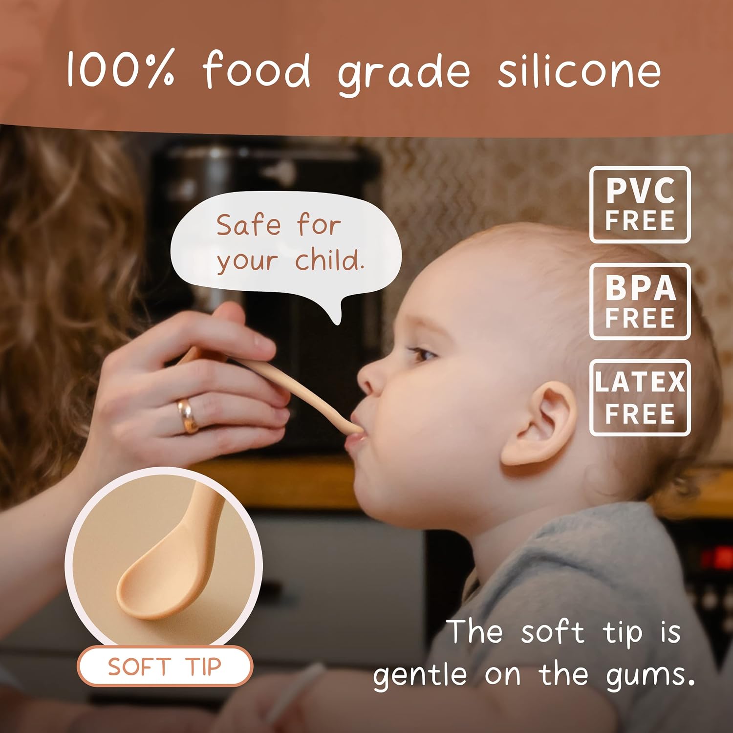 Detalle 2 de Moonkie Silicone Baby Spoons, Set of 4