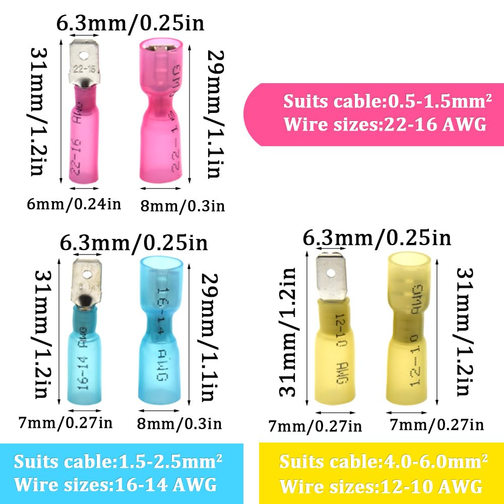 Thumbnail 1 de Yosawa heat-shrink spade connectors, 120-piece kit