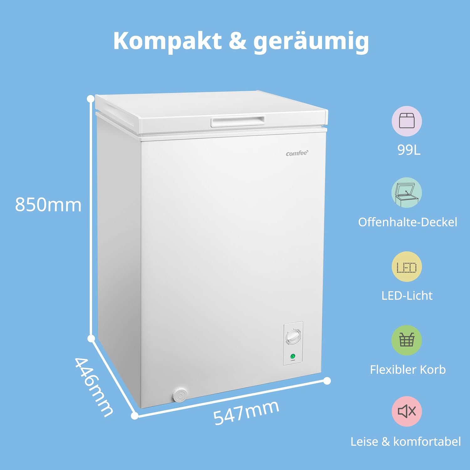 Detalle 2 de Comfee RCC102WH2EU Gefriertruhe 99 L