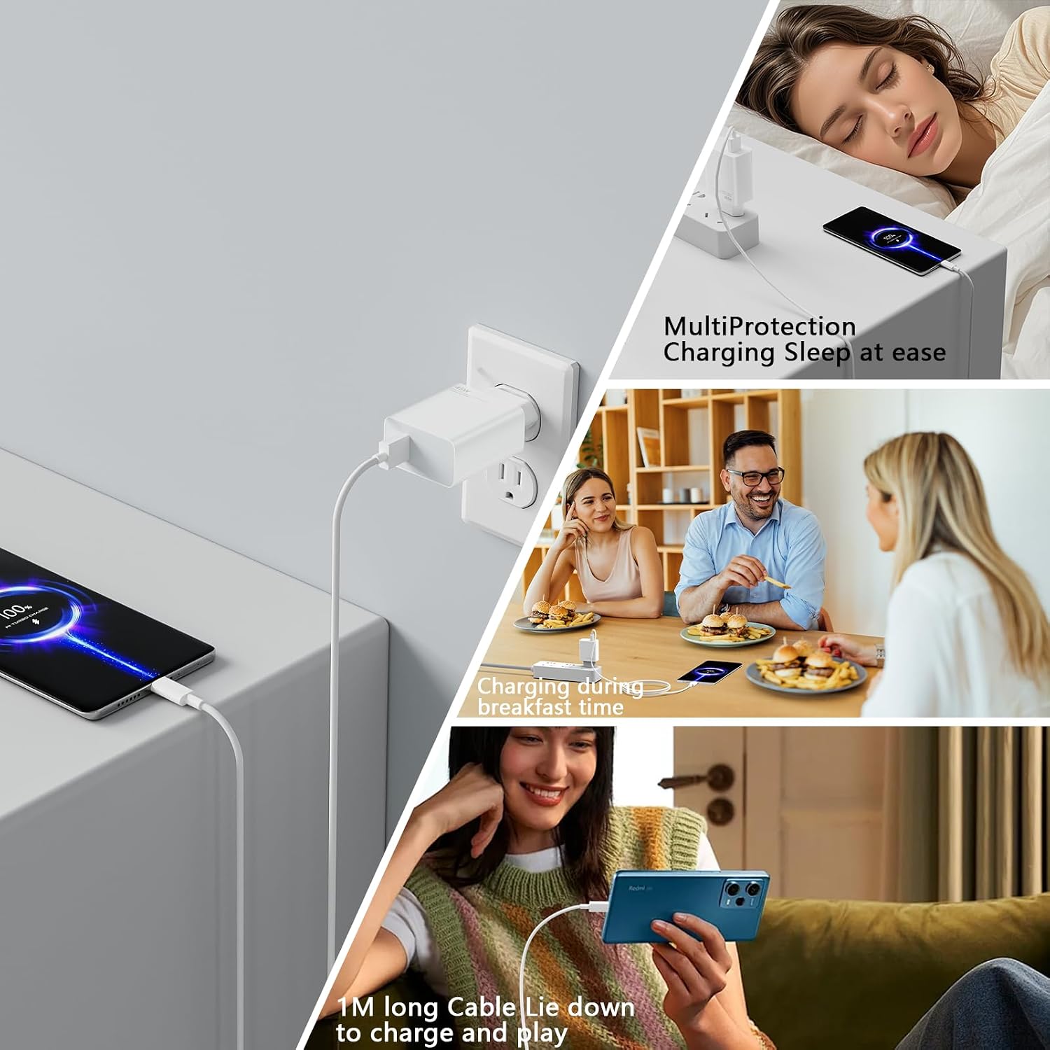 Thumbnail 6 de Chargeur USB-C 45W avec câble 1 m pour Xiaomi Redmi Note 14 Pro 5G et appareils compatibles