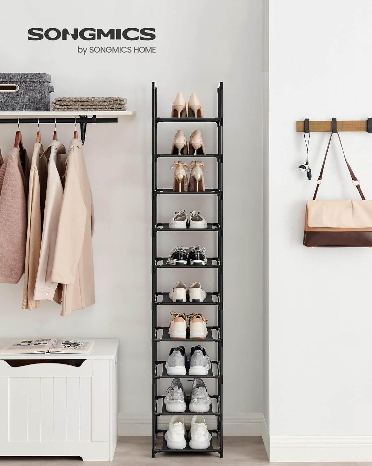 Detalle 2 de SONGMICS LSR110B02 zapatero 10 niveles 33x33x173 cm