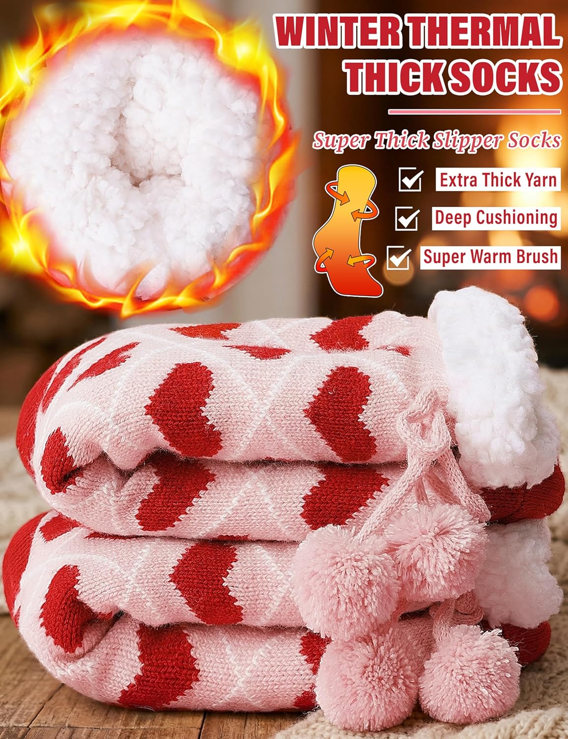 Detalle 1 de MOGGEI Fuzzy Grips Slipper Socks 3X Warmer