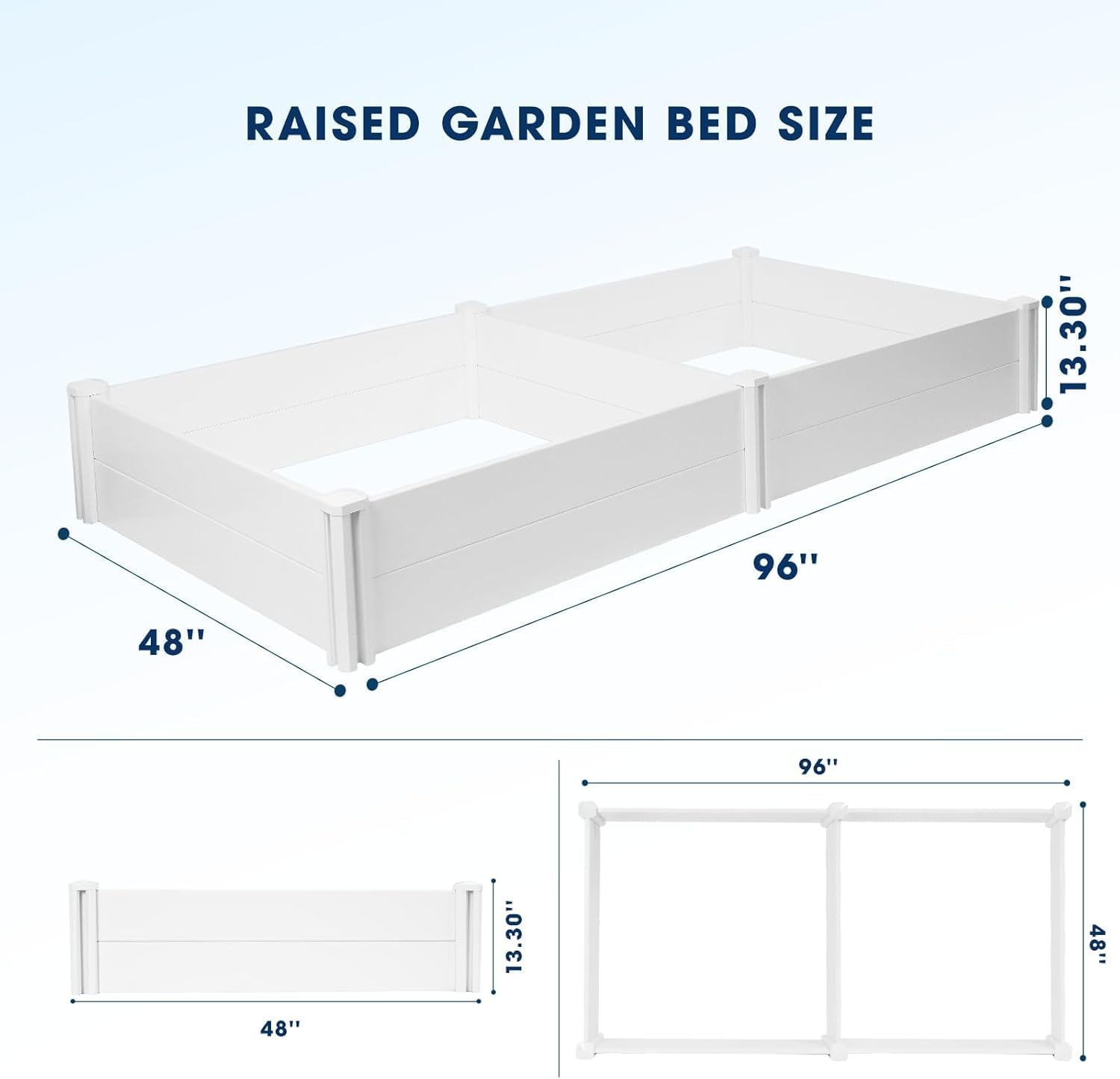 Detalle de PASAMIC 8x4x1ft Vinyl Raised Garden Bed with Open Bottom, White