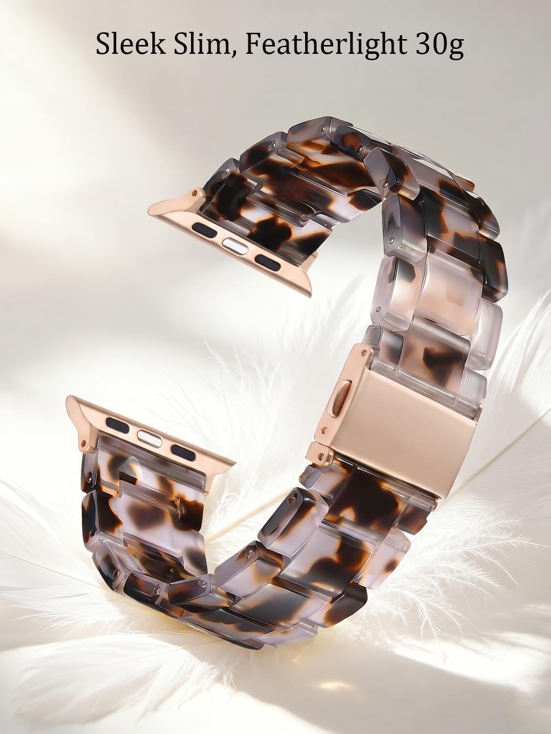 Detalle de V.R.HOPE Resin Straps for Apple Watch (38–49mm): Lightweight, Tortoise Shell