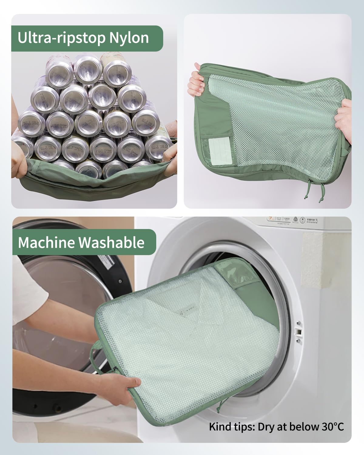 Detalle 2 de ECOHUB Compression Suitcase Organisers — 4-Piece Recycled Travel Bags for Carry-On
