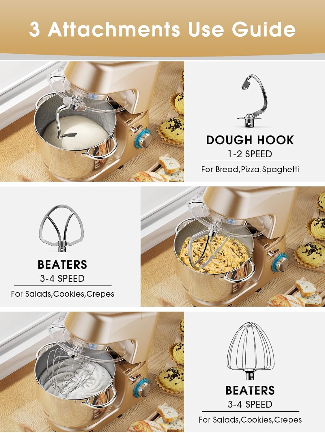 Thumbnail 4 de KUCCU SM-1508 Stand Mixer, 9.5 QT Bowl, 660W, 6 Speeds with Pulse