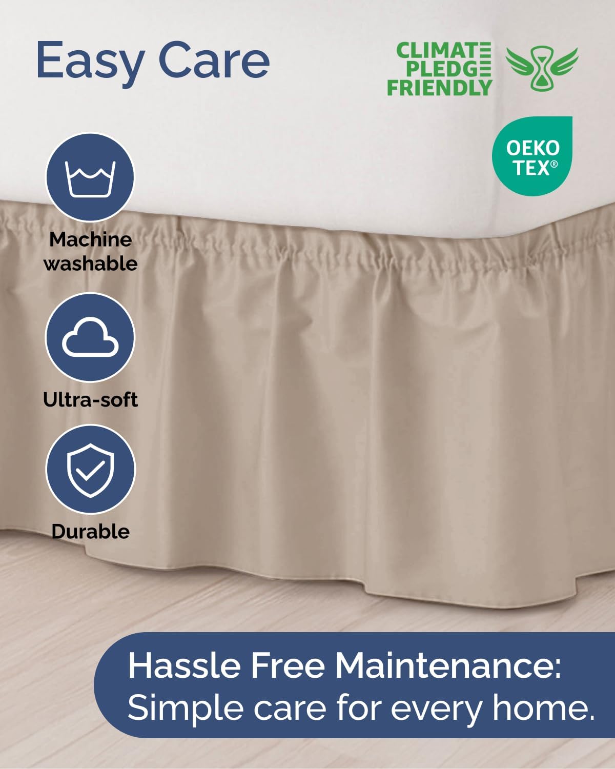 Detalle de Wrap Around Dust Ruffle Bed Skirt (Wheat) for King Size Beds with 15 Inch Drop